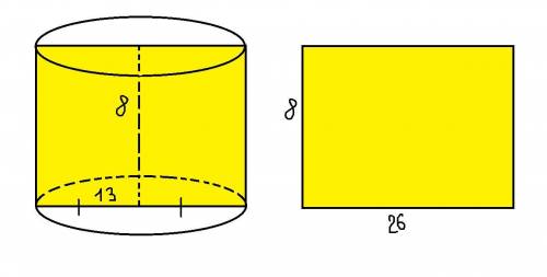 Дан цилиндр, высота которого равна 8 и радиус основания - 13. найдите площадь осевого сечения, площа