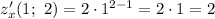 z'_x(1;\ 2)=2\cdot1^{2-1}=2\cdot1=2