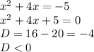 x^{2} +4x=-5\\x^{2} +4x+5=0\\D=16-20=-4\\D<0
