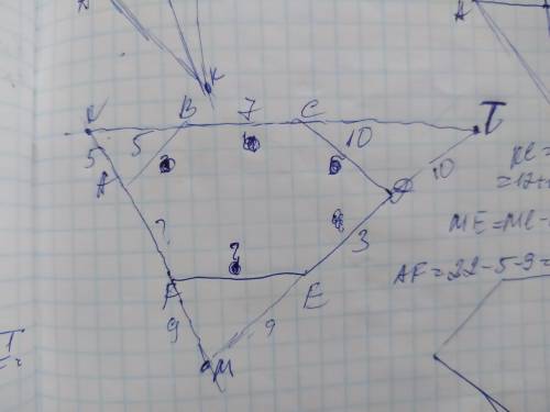класс, Все углы шестиугольника ABCDEF равны. Известно, что AB=5, BC=7, CD=10, DE=3. Найдите длины ст