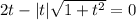2t-|t|\sqrt{1+t^2}=0