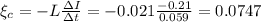 \xi_c=-L\frac{\Delta I}{\Delta t}=-0.021\frac{-0.21}{0.059} =0.0747
