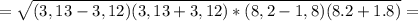 =\sqrt{(3,13-3,12)(3,13+3,12)*(8,2-1,8)(8.2+1.8)}=