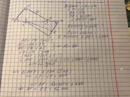 Найдите высоту (в см) треугольника BKD, опущенную из вершины B