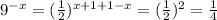 9^{-x}=(\frac{1}{2} )^{x+1+1-x}=(\frac{1}{2} )^2=\frac{1}{4}