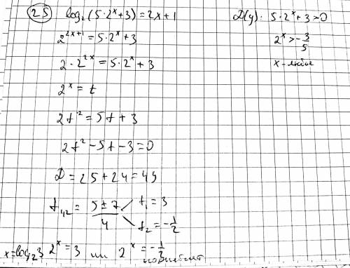 Решить уравнение log₂ (5*2^x+3)=2x+1