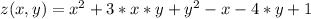 z(x,y)=x^{2} +3*x*y+y^{2} -x-4*y+1