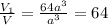\frac{V_{1} }{V} =\frac{64a^{3} }{a^{3} } =64
