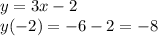y=3x-2\\y(-2)=-6-2=-8