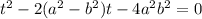 t^2-2 (a^2-b^2)t-4a^2b^2=0