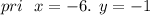 pri \: \: \: x = - 6. \: \: y = - 1