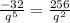 \frac{-32}{q^{5} } =\frac{256}{q^{2} }