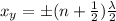 x_y=\pm (n+\frac{1}{2} )\frac{\lambda}{2}