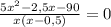 \frac{5x^2-2,5x-90}{x(x-0,5)}=0