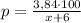 p=\frac{3,84\cdot 100}{x+6}