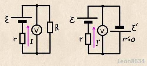 Батарейка с E=4 В и r=1 Ом входит в состав неизвестной цепи. К полюсам батарейки подключён вольтметр