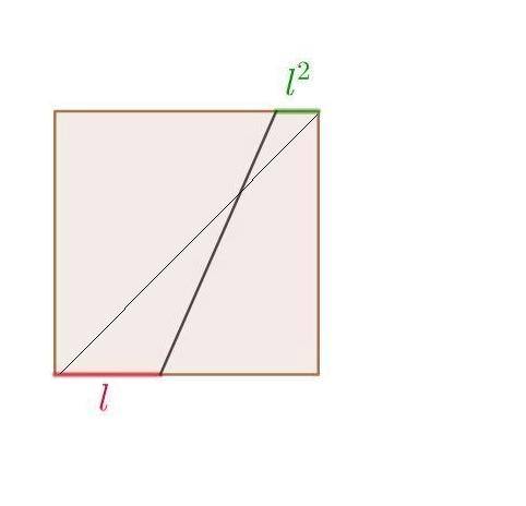 Две точки на верхней и нижней стороне единичного квадрата соединены отрезком, если расстояние от вер