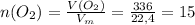 n(O_2)=\frac{V(O_2)}{V_m}=\frac{336}{22,4}=15
