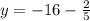 y=-16-\frac{2}{5}