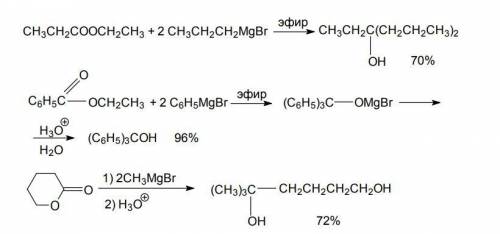 Возможна ли реакция сложного эфира карбоновой кислоты и ацилгалогенида с реактивом Гриньяра? Какие п
