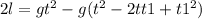 2l = gt^2 - g(t^2 - 2tt1 + t1^2)