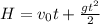 H=v_0 t+\frac{gt^2}{2}