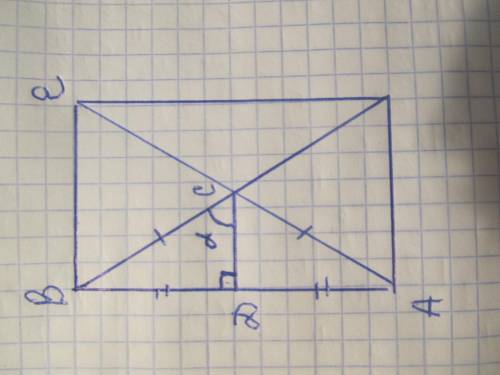 Дано прямоугольник, одна из сторон которого равна 4 корня из трёх, а диагональ 8 см. Найти острый уг
