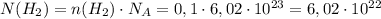 N(H_2)=n(H_2)\cdot N_A=0,1\cdot 6,02\cdot 10^{23}=6,02\cdot 10^{22}