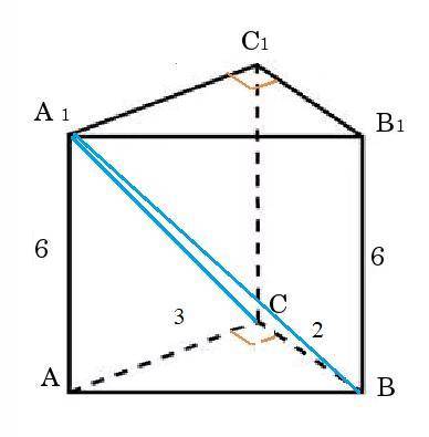 Боковое ребро прямой призмы 6 см. Её основание прямоугольный треугольник с катетами 3 см и 2 см. Най