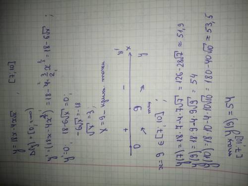 Нужно решение Найти наибольшее значение функции на отрезке [7; 10] y = 18x - 4x