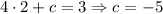 4\cdot2+c=3\Rightarrow c=-5