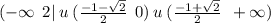 ( - \infty \: \: 2| \: u \: ( \frac{ - 1 - \sqrt{2} }{2} \: \: 0) \: u \: ( \frac{ - 1 + \sqrt{2} }{2} \: \: + \infty )