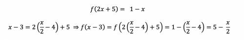 Если при всех значениях x имеет место равенство f(5+2x)=-x+1, то чему равно f(x-3)