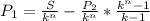 P_1=\frac{S}{k^n}- \frac{P_2}{k^n}*\frac{k^n-1}{k-1}