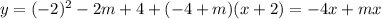y = (-2)^{2} -2m+4+(-4+m)(x+2) = -4x+mx