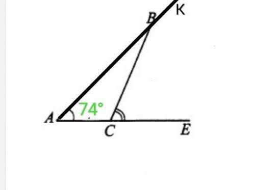 один из углов треугольника равен 74°.Может ли внешний угол треугольника, не смежный с ним быть равны