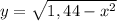 y = \sqrt{1,44- x^{2} }