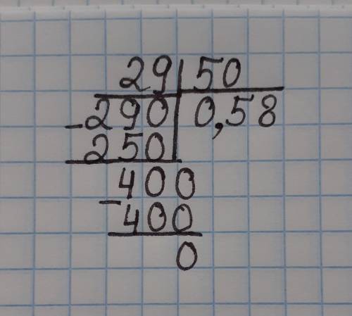 Как делить меньшее число на большее, если они оба двузначные, например:29/50? Решение в столбик