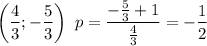 \left(\dfrac{4}{3};-\dfrac{5}{3}\right)\ p=\dfrac{-\frac{5}{3}+1}{\frac{4}{3}}=-\dfrac{1}{2}