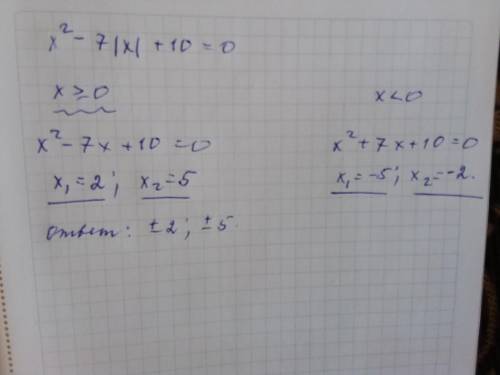 Х²-7|х|+10=0 Скільки коренів має рівняння та розвязок