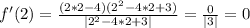 f'(2) =\frac{(2*2-4)(2^{2}-4*2+3) }{ |2^{2} -4*2+3|}=\frac{0}{|3|} =0