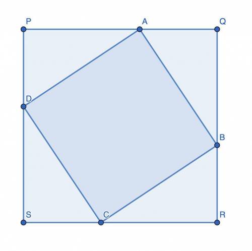 На сторонах `PQ`, `QR`, `RS`, `SP`  квадрата `PQRS` взяты, соответственно, точки `A`, `B`, `C`, `D`,
