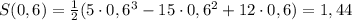 S(0,6)=\frac{1}{2} (5\cdot 0,6^3-15\cdot 0,6^2+12\cdot 0,6)=1,44