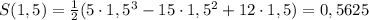 S(1,5)=\frac{1}{2} (5\cdot 1,5^3-15\cdot 1,5^2+12\cdot 1,5)=0,5625
