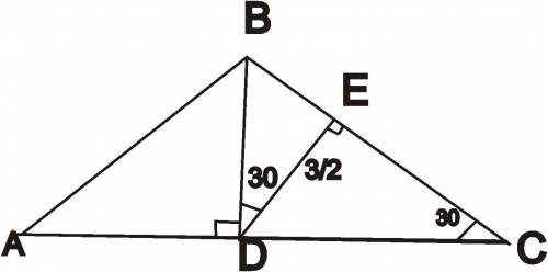 Высота, проведённая к основанию равнобедренного треугольника, равна корень из 3 и вдвое больше своей