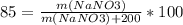 85=\frac{m(NaNO3)}{m(NaNO3)+200} *100