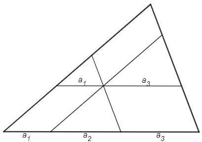 Через точку, расположенную внутри треугольника, проведены прямые, параллельные сторонам треугольника