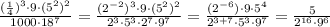 \frac{(\frac{1}{4})^3\cdot 9\cdot (5^2)^2}{1000\cdot 18^{7}}= \frac{(2^{-2})^3\cdot 9\cdot (5^2)^2}{2^3\cdot 5^3\cdot 2^{7}\cdot 9^{7}}= \frac{(2^{-6})\cdot 9\cdot 5^4}{2^{3+7}\cdot 5^3\cdot 9^{7}}= \frac{ 5}{2^{16}\cdot 9^{6}}