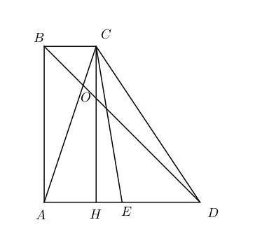 Есть прямоугольная трапеция ABCD, AD параллельно BC угол A = угол B = 90* AB=AD=4 AC пересекает BD в