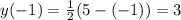 y(-1)=\frac{1}{2}(5-(-1)) = 3